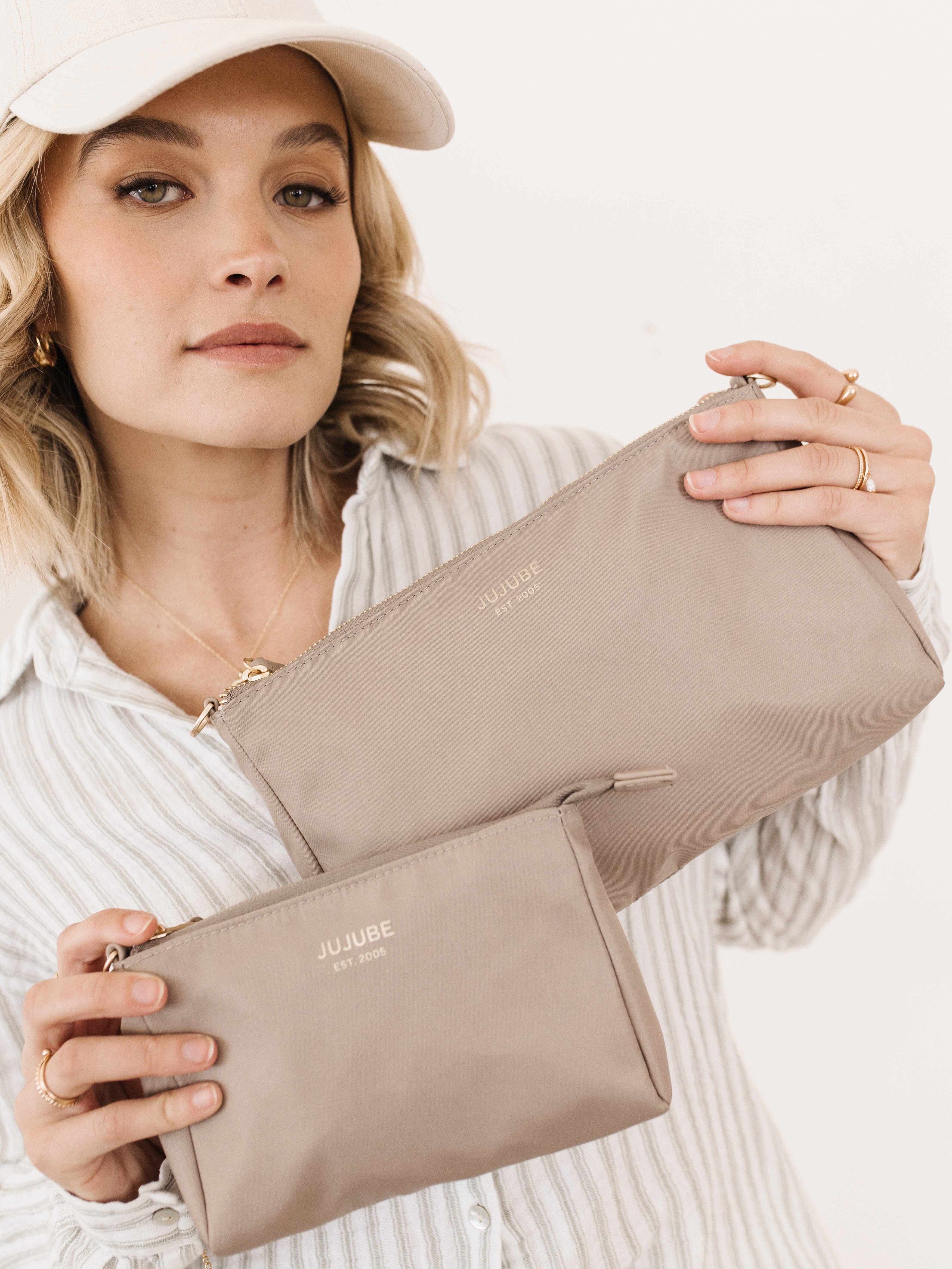 JuJuBe 3-Piece Pouch Clutch Purse Set - Taupe- Strolleria