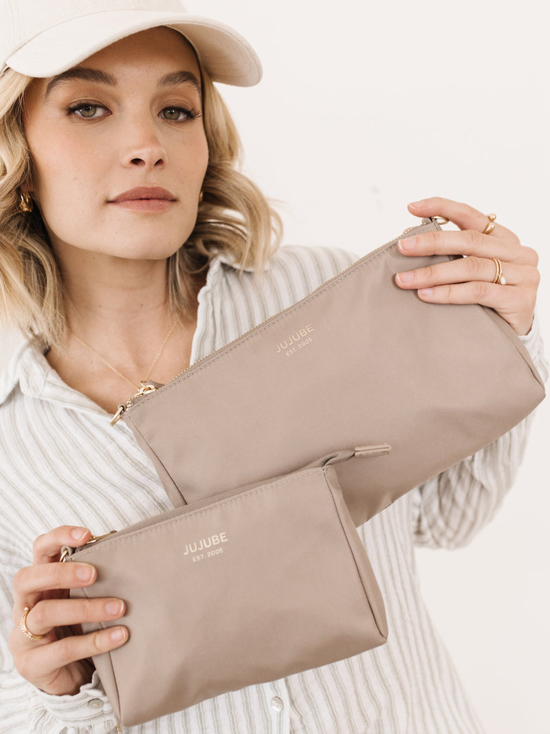 JuJuBe 3-Piece Pouch Clutch Purse Set - Taupe