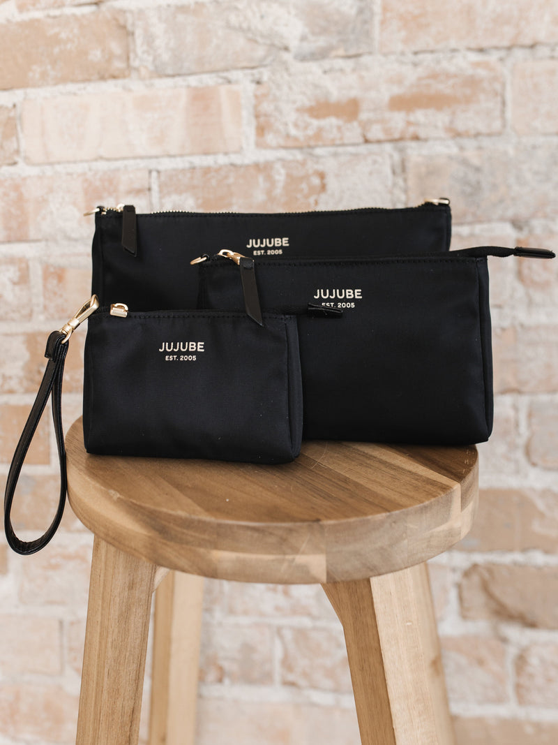 JuJuBe 3-Piece Pouch Clutch Purse Set - Black