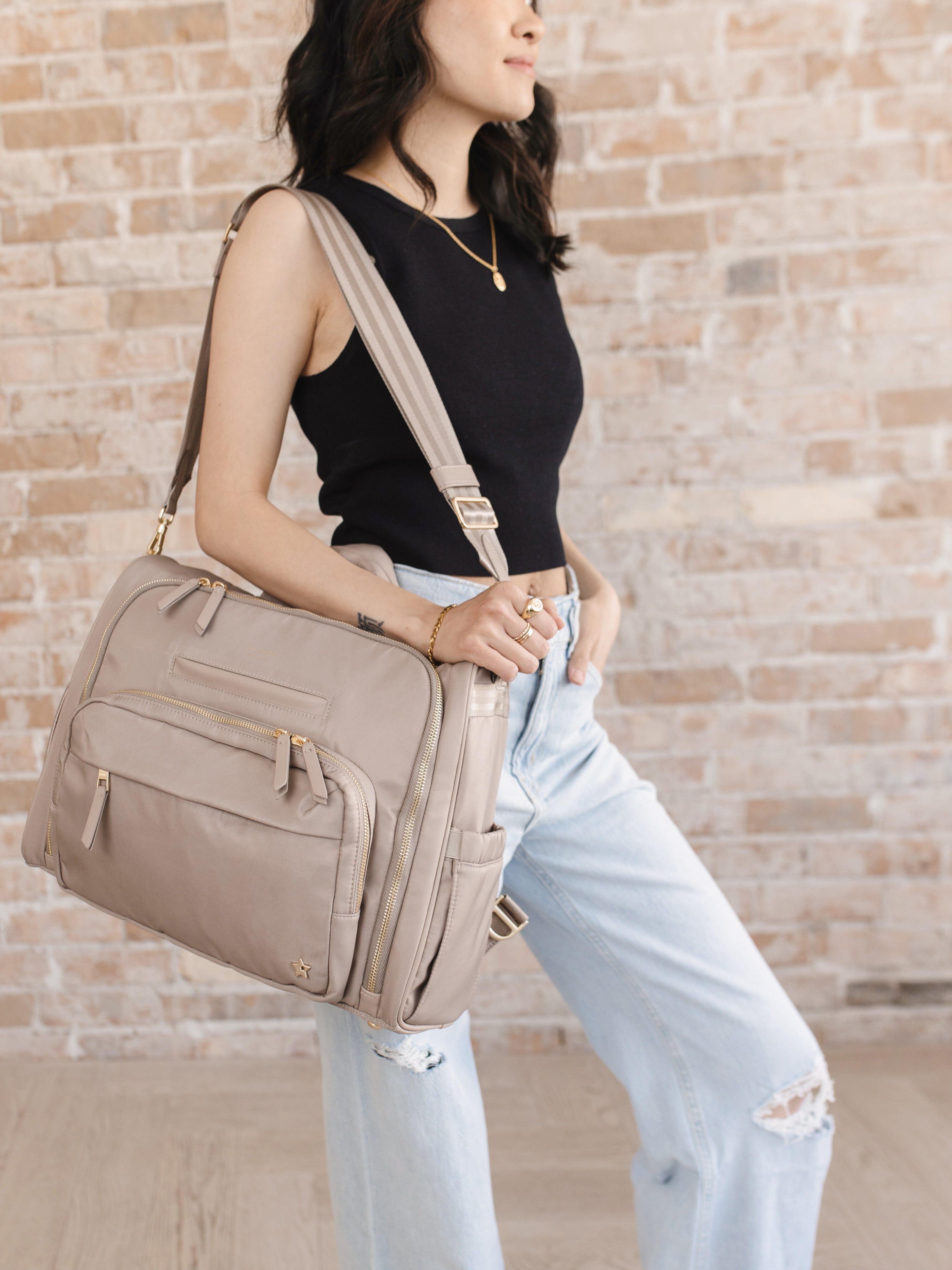 JuJuBe Satchel Diaper Bag - Taupe- Strolleria