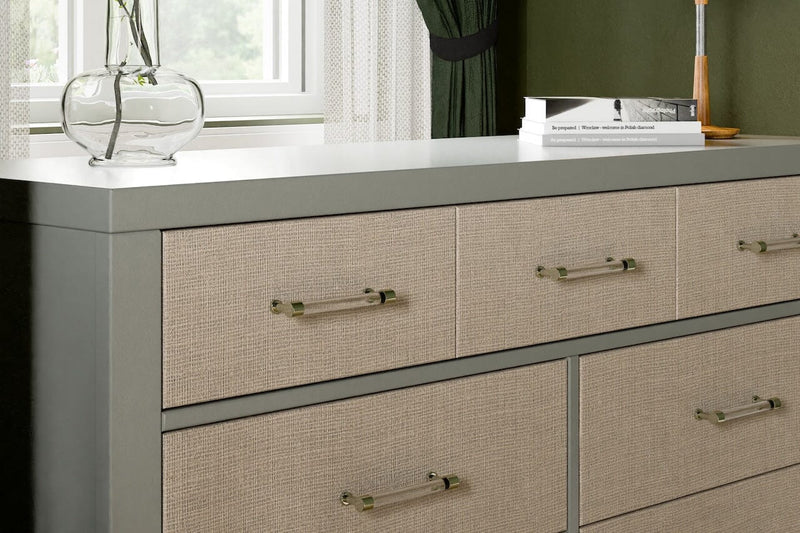 Namesake Eloise 7-Drawer Assembled Dresser - French Sage and Performance Sand Eco-Weave