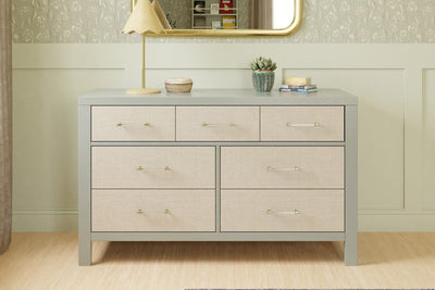 Namesake Eloise 7-Drawer Assembled Dresser - French Sage and Performance Sand Eco-Weave