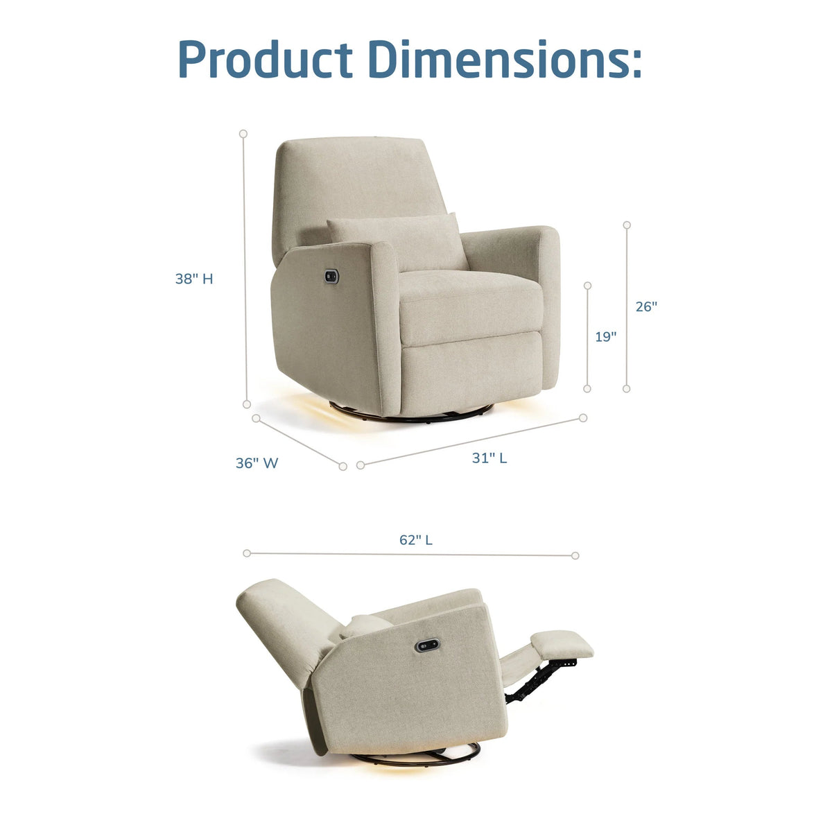 Maxi Cosi Ansel Swivel Glider and Power Recliner with Nightlight- Strolleria