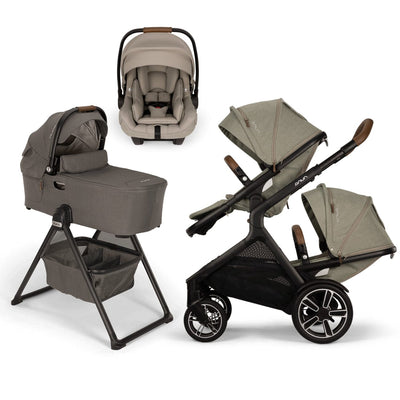Nuna DEMI Next Double with Rider Board , Bassinet + Stand and PIPA aire RX Travel System
