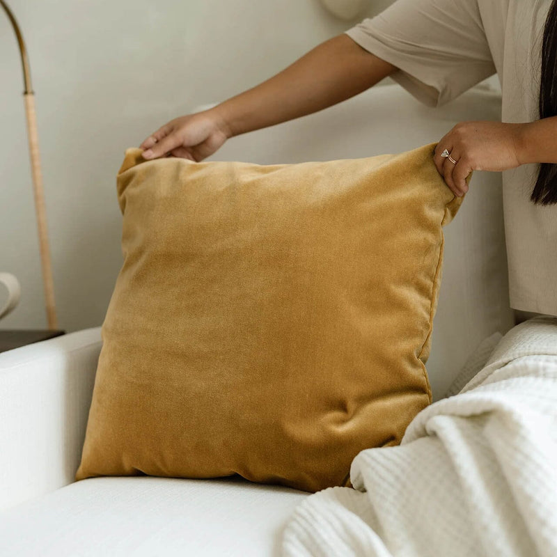 Oilo Fable Pillow-Gold Faux Mohair 21 X 21