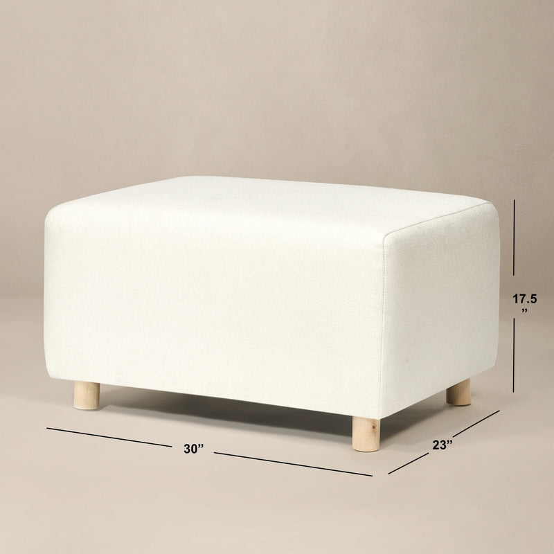 Oilo Large Stationary Ottoman with Wood Legs