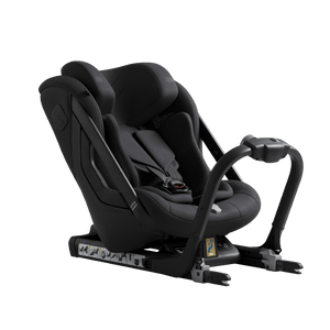 Coastal Storm Black Axkid ONE 3 Convertible Car Seat - Side View with ISOFIX Base | Strolleria