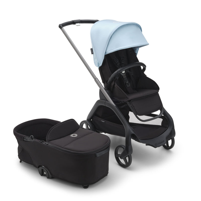 Bugaboo Dragonfly Stroller and Bassinet Complete Black Skyline Blue Combination