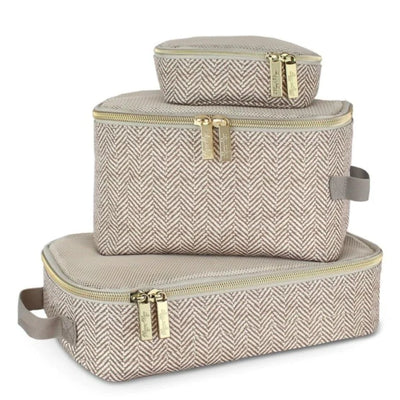 Itzy Ritzy Pack Like A Boss™ Packing Cubes Taupe Herringbone