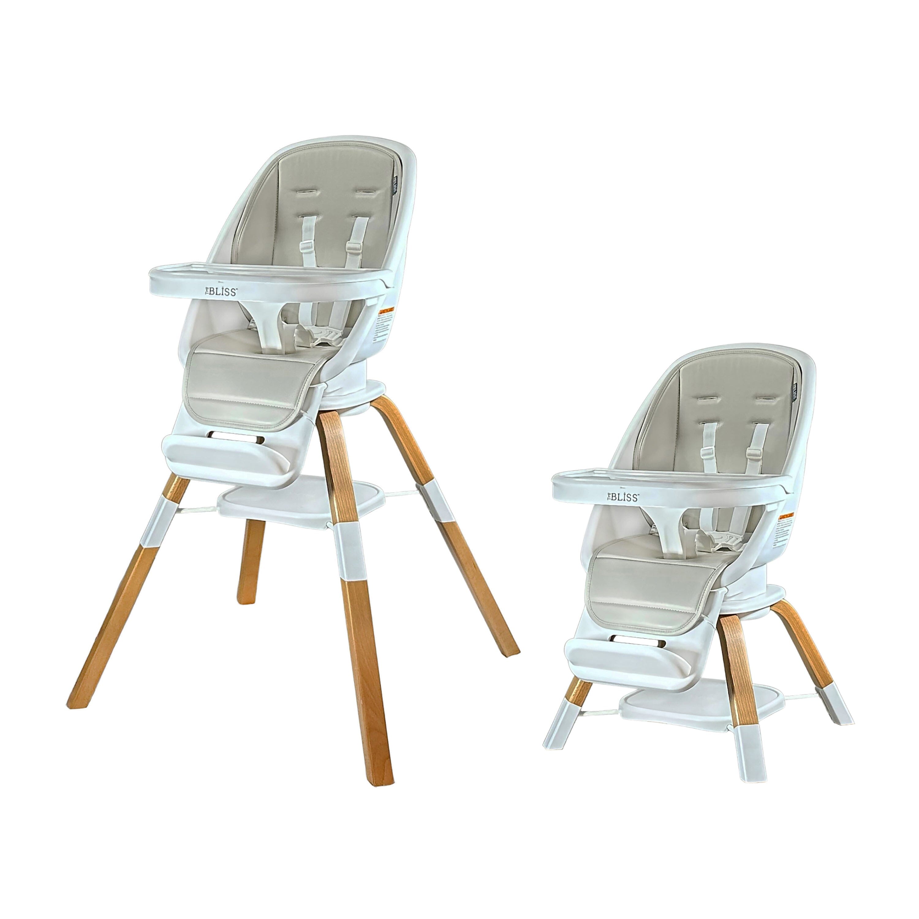 Grey Taupe TruBliss Turn-A-Tot Highchair with Wood Legs - Two Height Positions | Strolleria