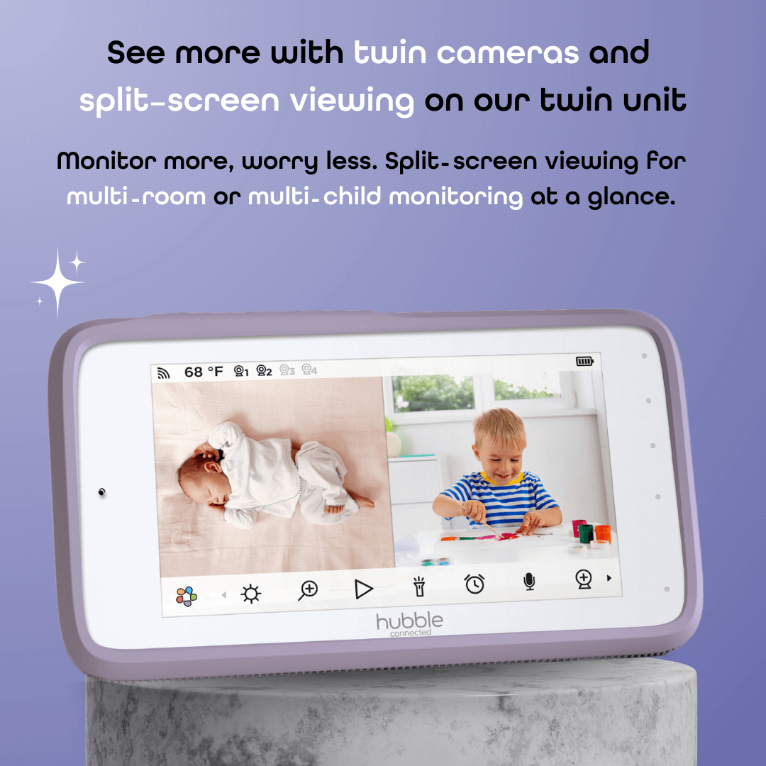 Hubble Connected SkyVision AI Pro Twin with Adjustable Crib Mount- Strolleria