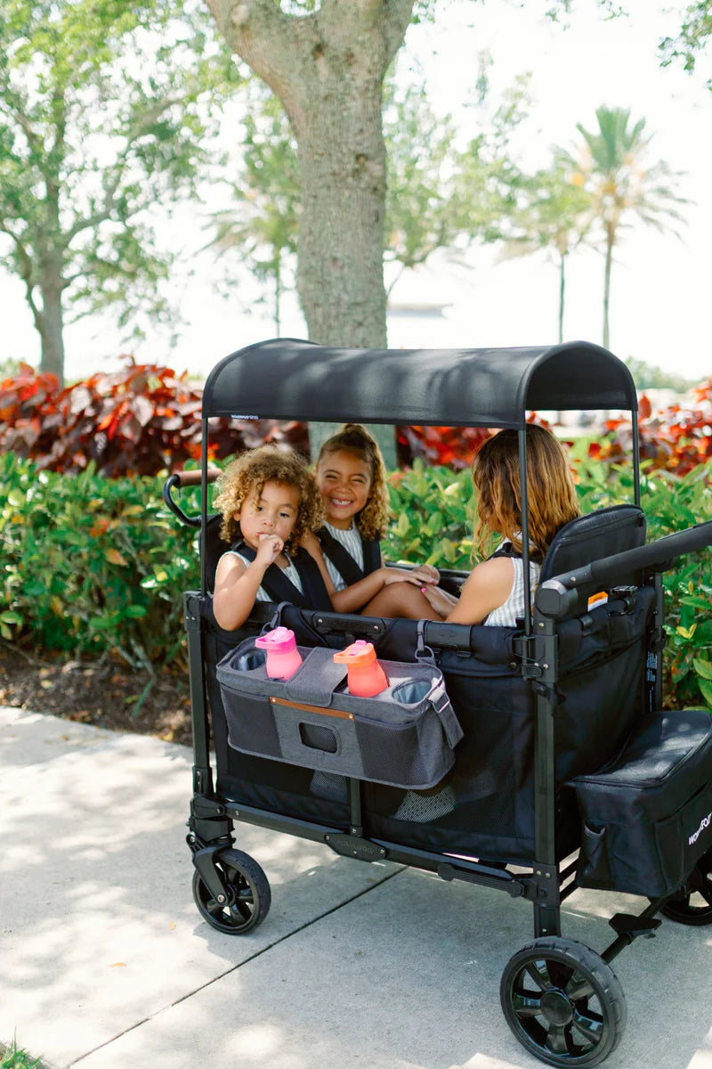 WonderFold Parent Console with 4 Insulated Cup Holders - Black- Strolleria