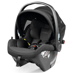 True Black PEG Perego Primo Viaggio Nido Infant Car Seat No Base - Front Angled View Showing Harness | Strolleria