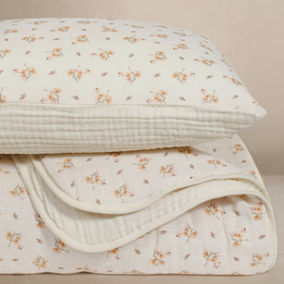 Oilo Premium Muslin Crib Quilt & Sham - Fable Collection Dainty Floral