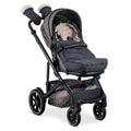 Charcoal Grey Romer Tura Stroller with Winter Footmuff and Mittens - Side Angle | Strolleria