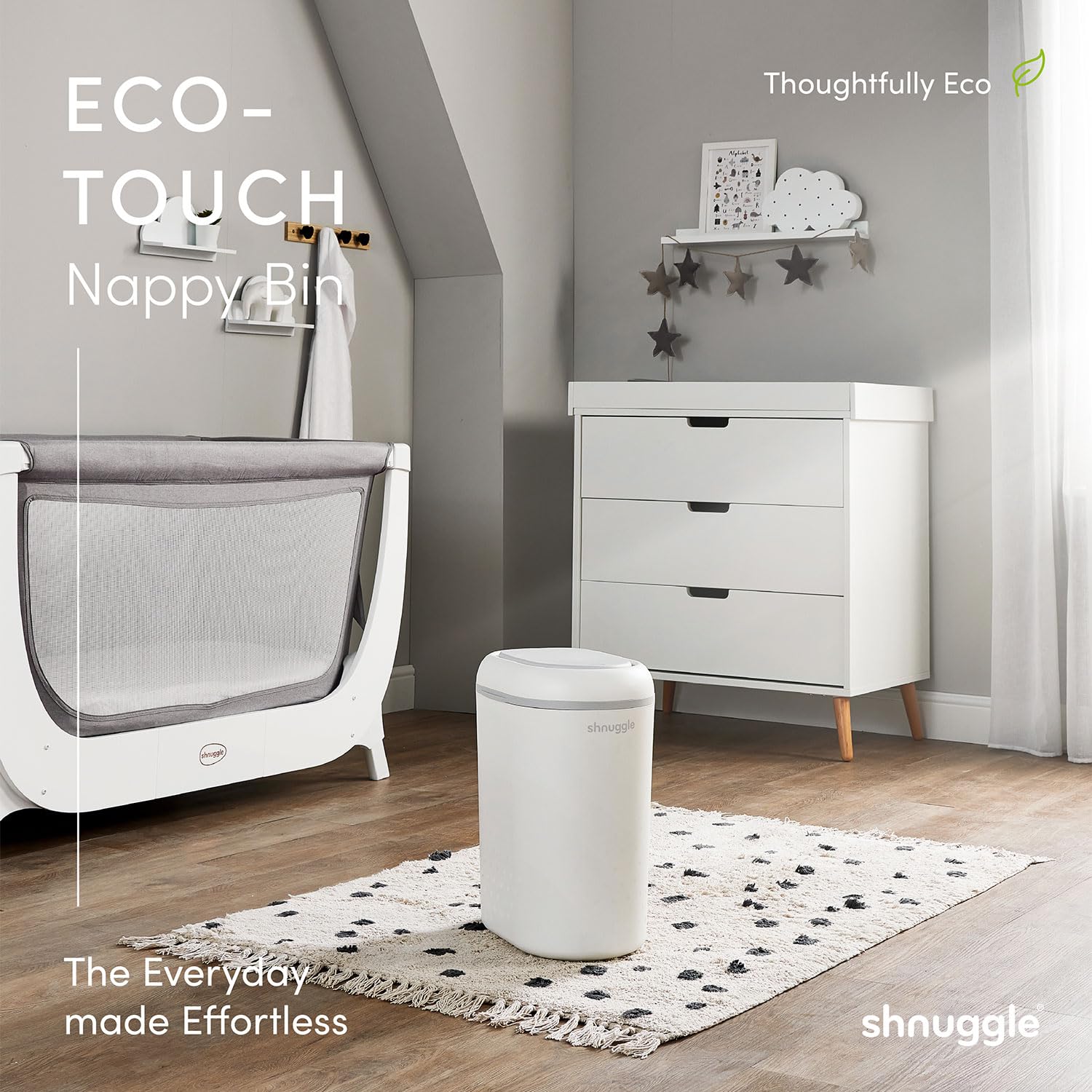 Shnuggle Nappy Bin in White/Grey- Strolleria
