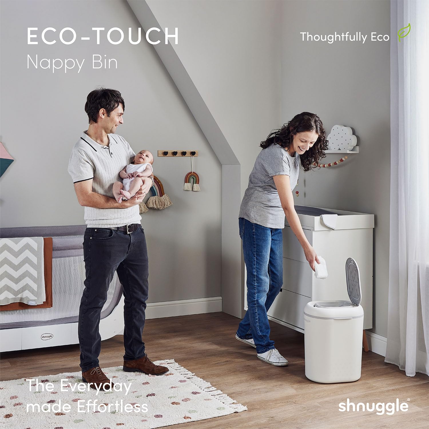 Shnuggle Nappy Bin in White/Grey- Strolleria