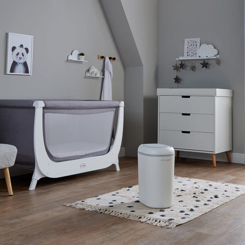 Shnuggle Nappy Bin in White/Grey
