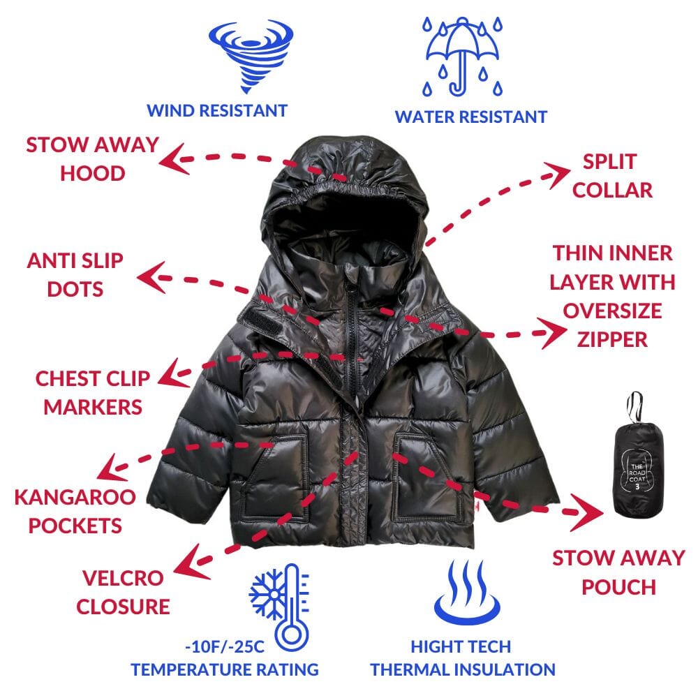 Onekid Car Seat Coat | The Road Coat Vegan - Black- Strolleria