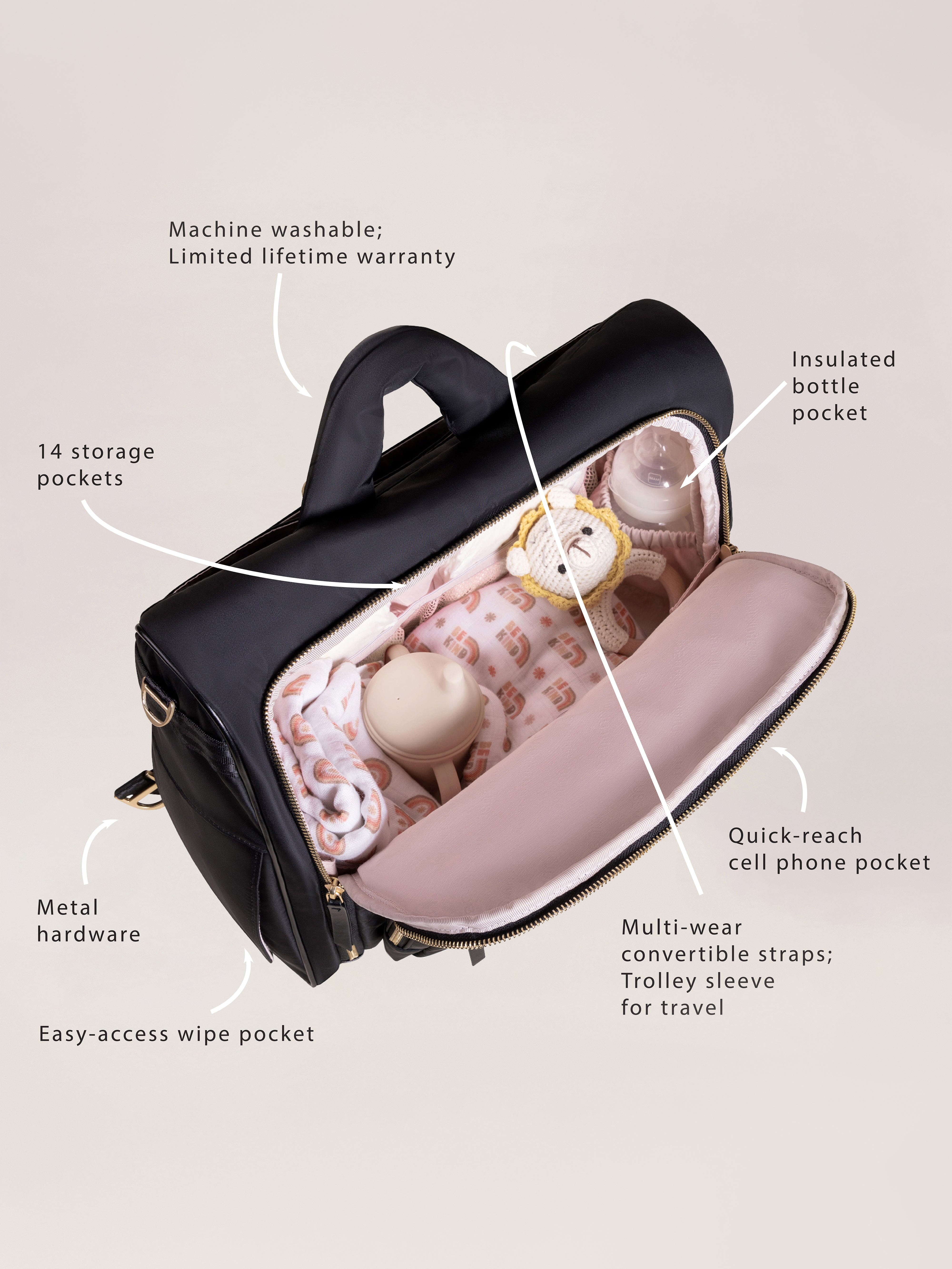 JuJuBe Satchel Diaper Bag - Black- Strolleria