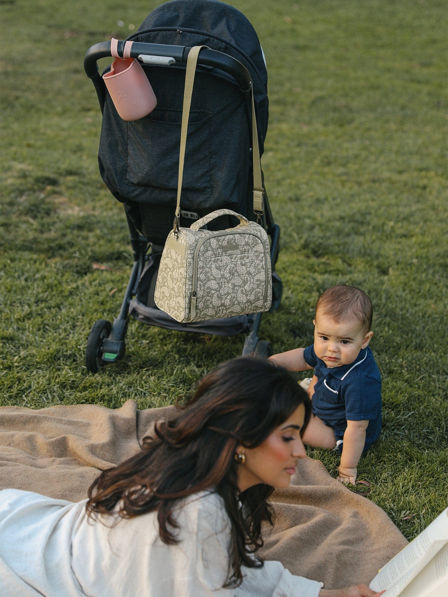 JuJuBe Sazan + JuJuBe Insulated Bottle Bag - Paisley Floral- Strolleria