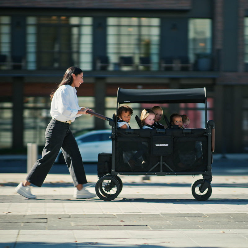 WonderFold W6 Luxe Pro Stroller Wagon - Black- Strolleria