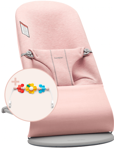 BabyBjörn Bouncer Bliss and Flying Friends Toy Bar Bundle - Light Pink 3D Jersey