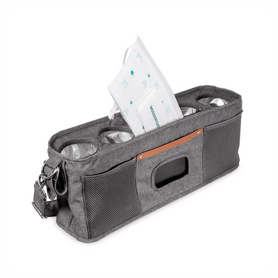 Wonderfold Parent Console with 4 Insulated Cup Holders - Gray