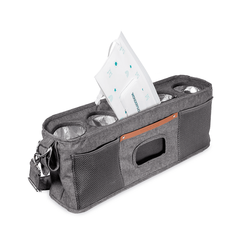 Wonderfold Parent Console with 4 Insulated Cup Holders - Gray