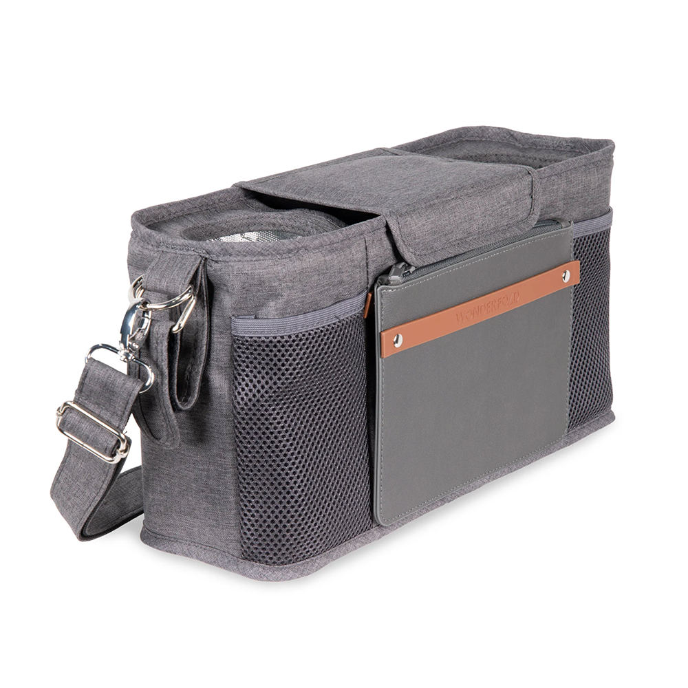 Wonderfold Parent Console with 2 Insulated Cup Holders - Gray- Strolleria