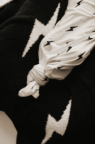 Forever French Baby - Bamboo Swaddle | White & Black Lightning Bolt