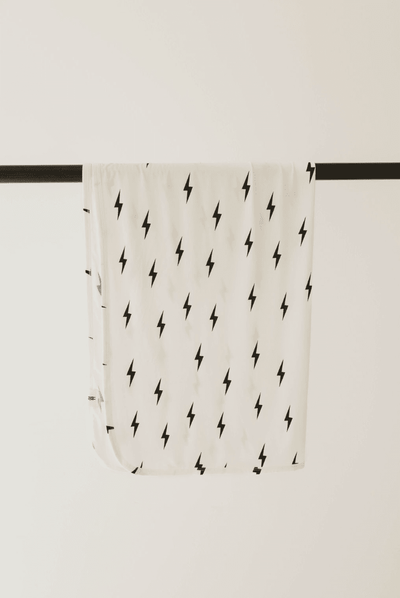 Forever French Baby - Bamboo Swaddle | White & Black Lightning Bolt