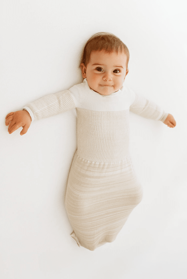 Swaddelini Bamboo Blend Beige Arms Out™ Long Sleeve Sleep Sack- Strolleria