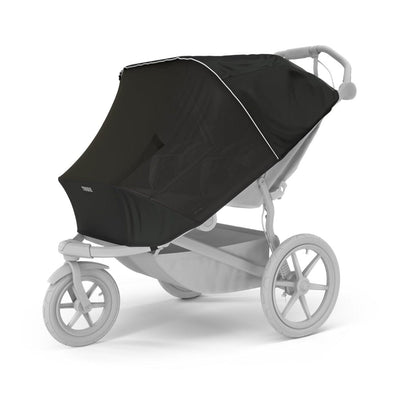 Thule Urban Glide 3 double mesh cover in black installed on double stroller