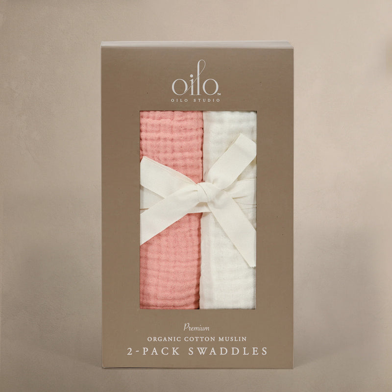 Oilo Muslin Swaddle Blanket Set - Eggshell and Rosette