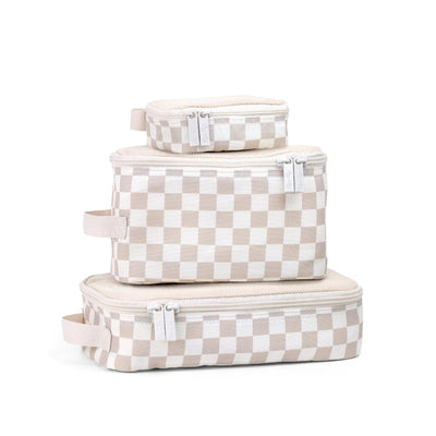 Itzy Ritzy Pack Like A Boss™ Packing Cubes Taupe Checkerboard