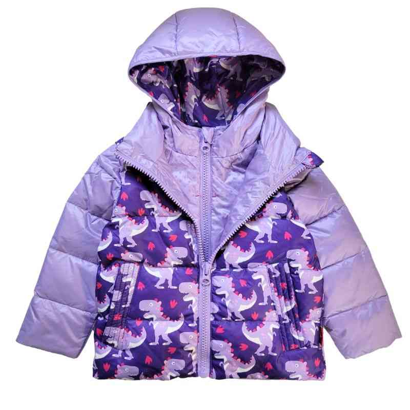 Onekid Car Seat Coat | The Road Coat Down - Purple Raptor Print