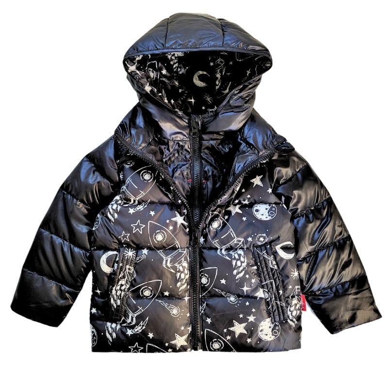 Onekid Car Seat Coat | The Road Coat Down - Rocketship Print- Strolleria