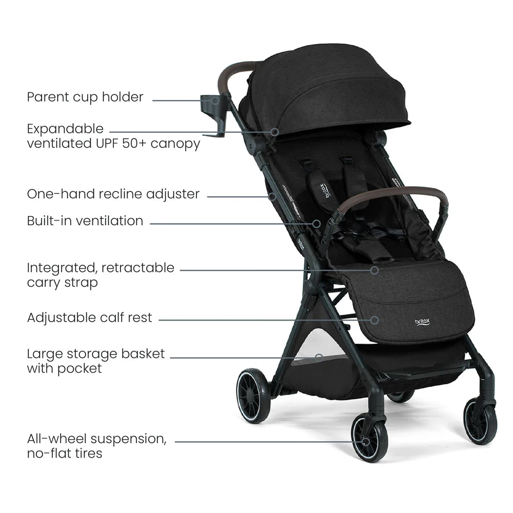 Britax Juniper+ Compact Stroller With One-Hand RapidFold- Strolleria
