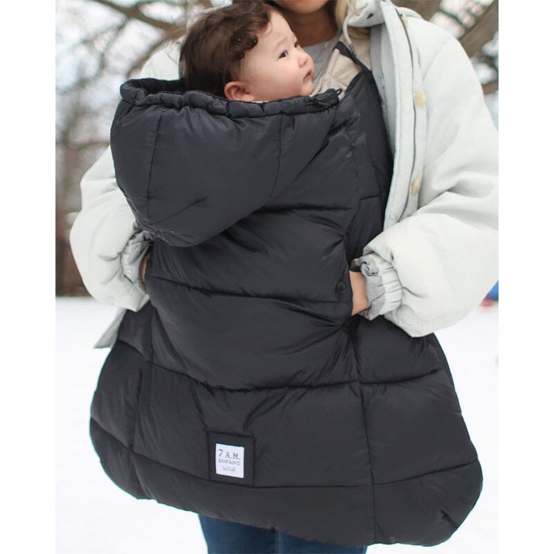7AM Enfant Core K-Poncho Heavyweight in Black Plush Heavyweight- Strolleria