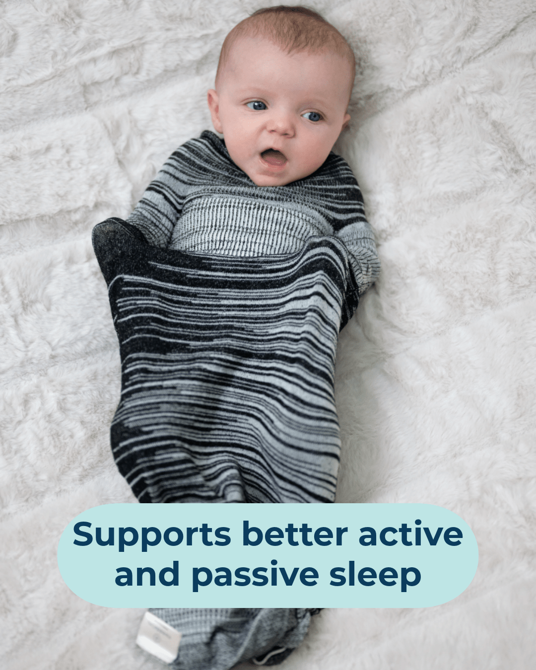 Swaddelini Black Swaddle Sleep Sack- Strolleria