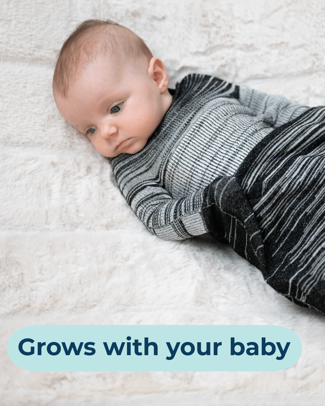 Swaddelini Black Swaddle Sleep Sack- Strolleria