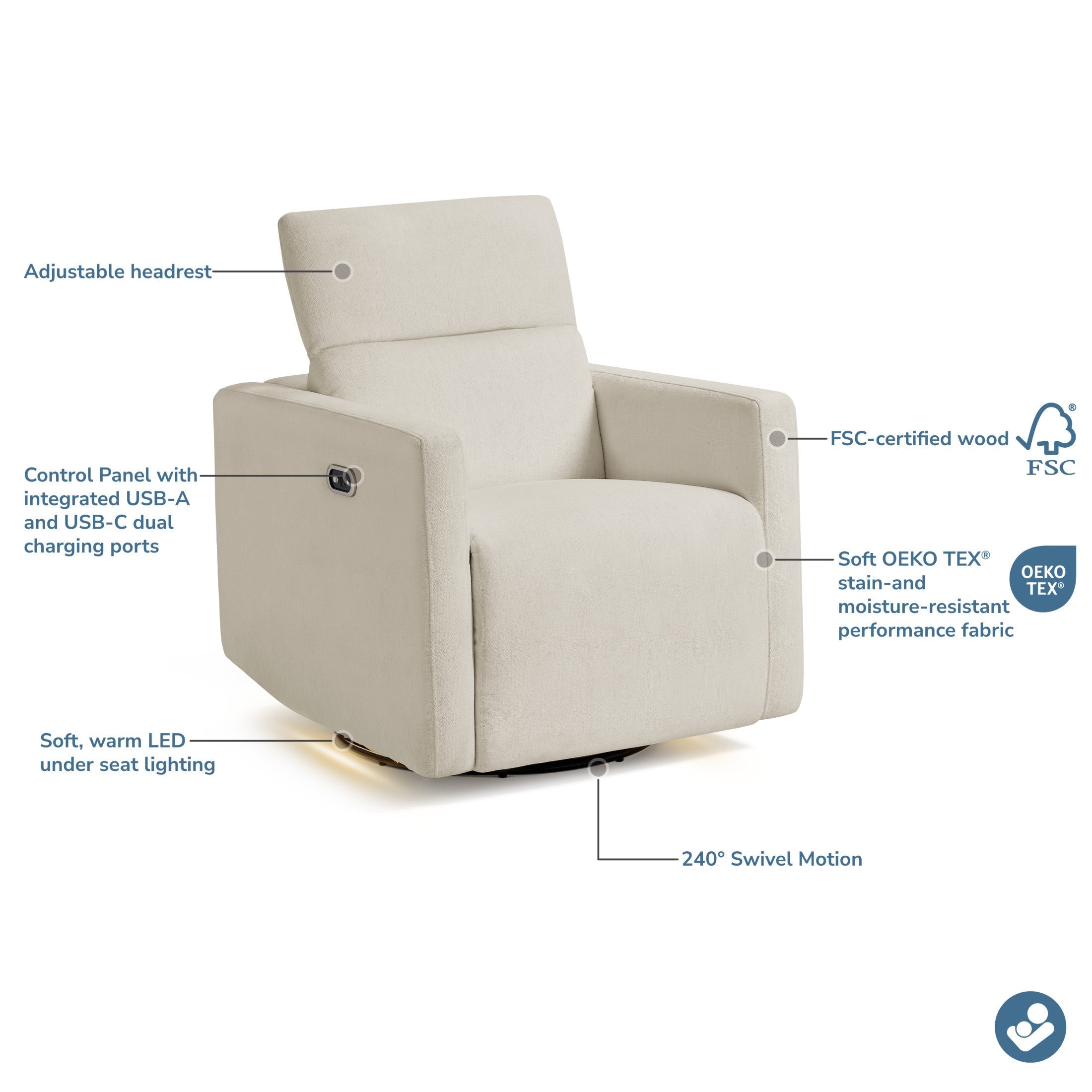 Maxi Cosi Isla Swivel Glider and Power Recliner- Strolleria