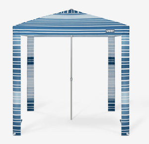 Blue Striped Veer Basecamp Cabana Pop-Up Shelter - Front View | Strolleria
