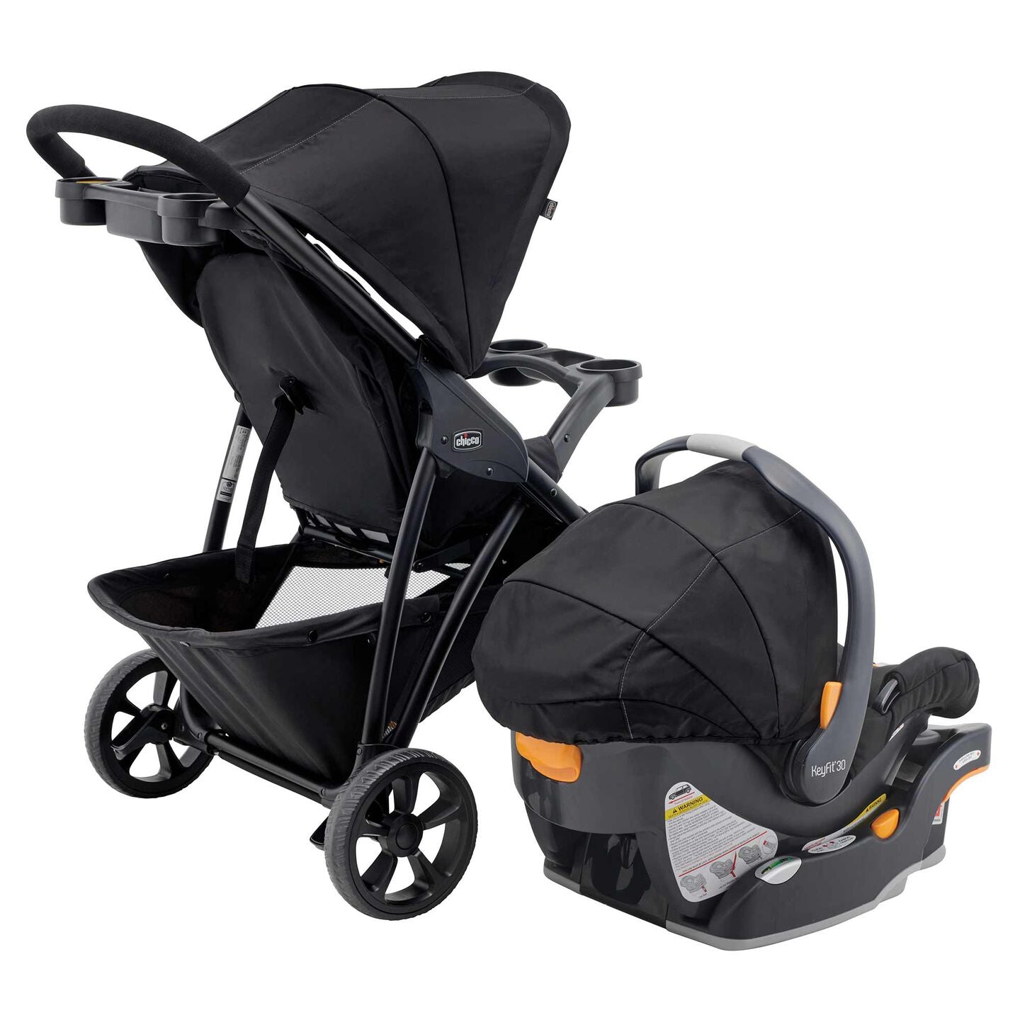 Chicco Viaro Quick-Fold Travel System - Black- Strolleria