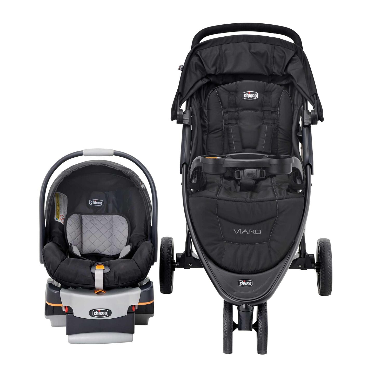 Chicco Viaro Quick-Fold Travel System - Black- Strolleria