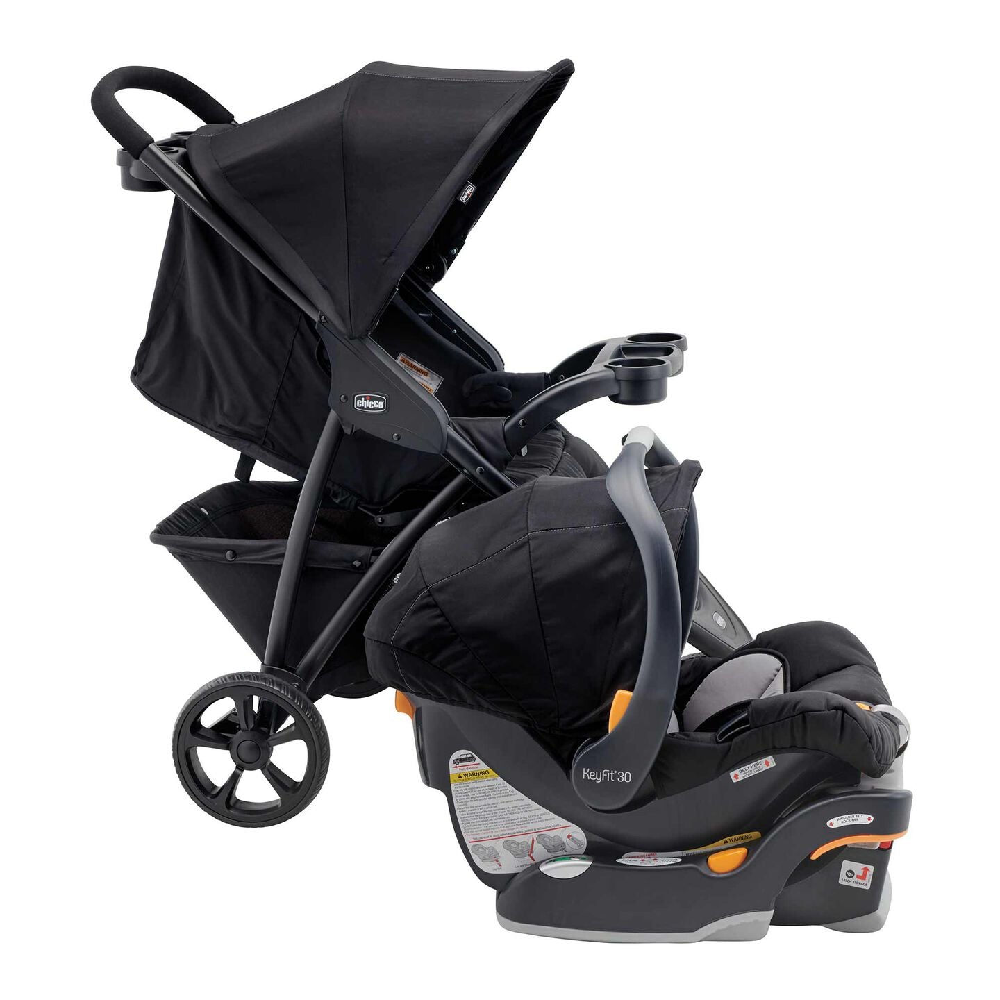 Chicco Viaro Quick-Fold Travel System - Black- Strolleria