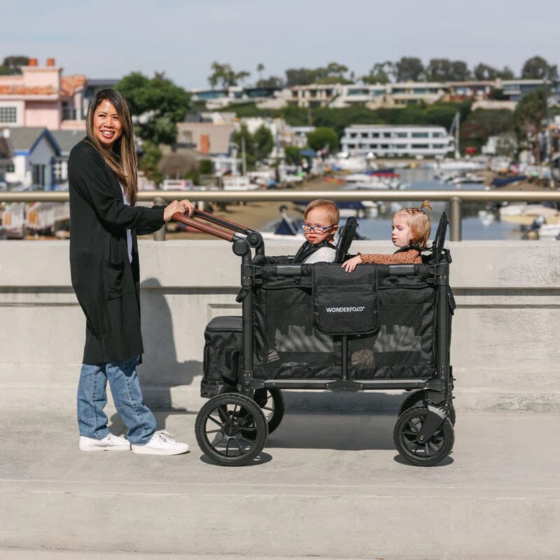 Wonderfold W2 Luxe Pro Double Seater Stroller Wagon - Black- Strolleria