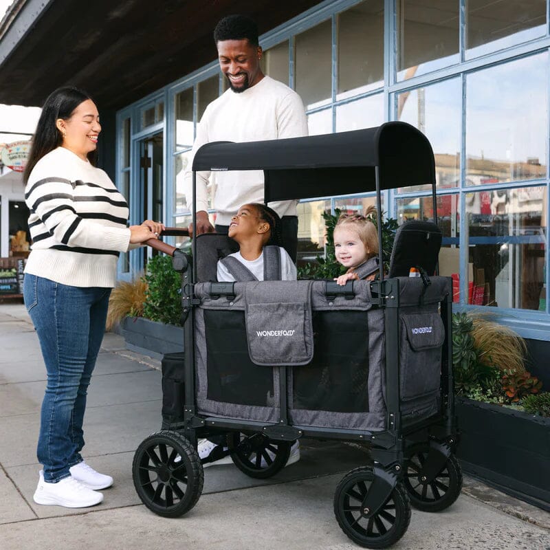 Wonderfold W2 Luxe Pro Double Seater Stroller Wagon - Black- Strolleria