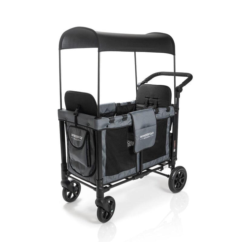 WonderFold W2 Elite Double Stroller Wagon in Charcoal Gray